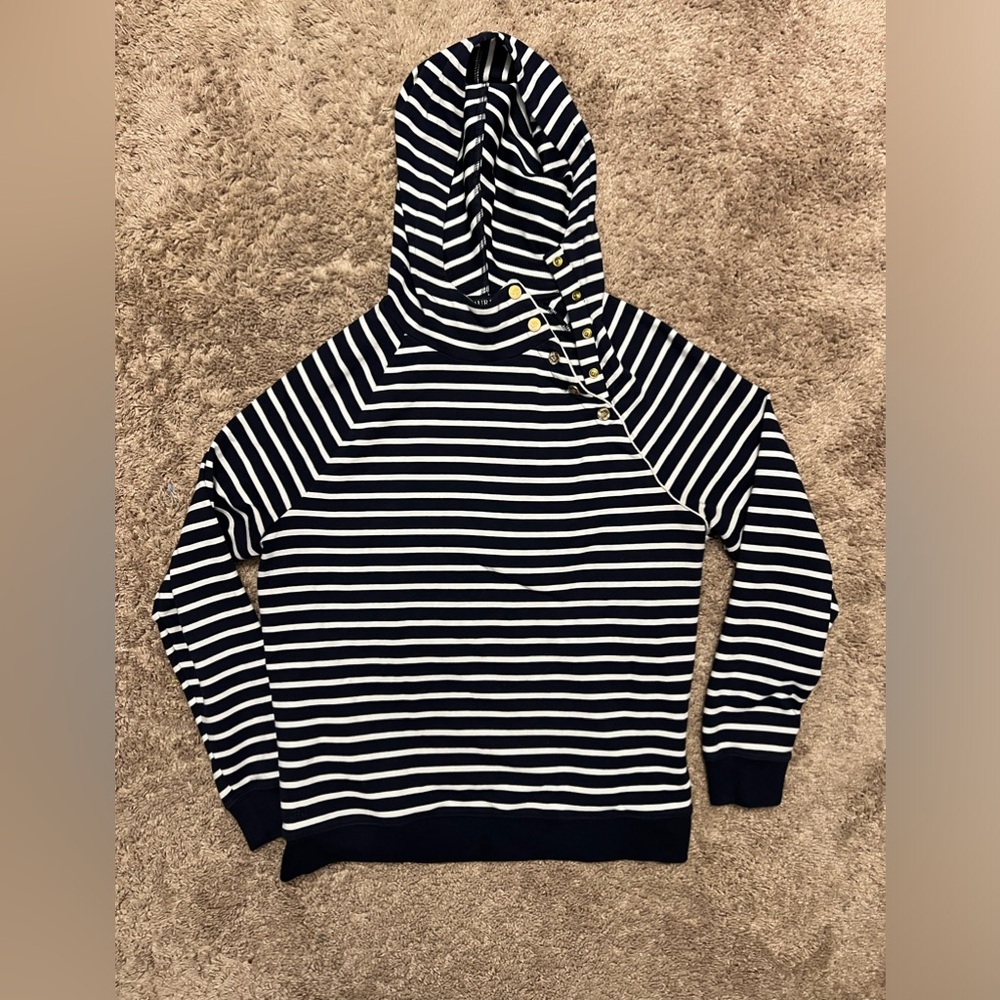 Lauren Ralph Lauren Navy/White Stripe Hooded Sweatshirt